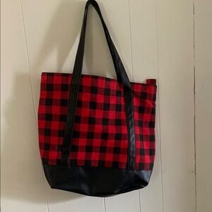 Plaid Tote Bag - Red and Black